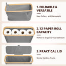 CARLA HOME 2 pack Toilet Paper Storage Basket Holds Up to 12 Rolls with Bamboo Lid and Handle for RV Closet (Grey)