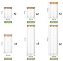 CARLA HOME 12 Pack Glass Storage Jars with Bamboo Lids for Kitchen Pantry, Pasta, Snacks, Cookies, Candy & More