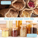 CARLA HOME 12 Pack Glass Storage Jars with Bamboo Lids for Kitchen Pantry, Pasta, Snacks, Cookies, Candy & More