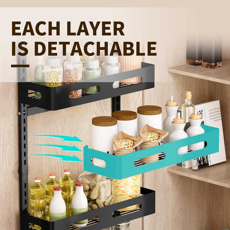 CARLA HOME 6 Tier Over the Door Organizer with Adjustable Metal Pantry Storage Rack and Hanging Baskets for Kitchen and Bathroom