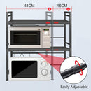CARLA HOME 3-Tier Microwave Oven Rack with Adjustable Metal Kitchen Shelf Stand for Countertop Storage and 6 Hooks for Utensils