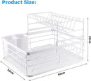 CARLA HOME 2-Tier Dish Drying Rack for Kitchen Counter with Removable Drip Tray, Utensil Holder and Cutlery Organizer