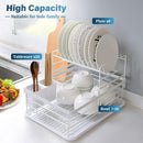 CARLA HOME 2-Tier Dish Drying Rack for Kitchen Counter with Removable Drip Tray, Utensil Holder and Cutlery Organizer