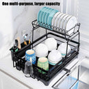 CARLA HOME 2-Tier Dish Drying Rack for Kitchen Counter with Drainboard, Utensil Holder, Cup Rack & Cutlery Organizer