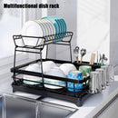 CARLA HOME 2-Tier Dish Drying Rack for Kitchen Counter with Drainboard, Utensil Holder, Cup Rack & Cutlery Organizer
