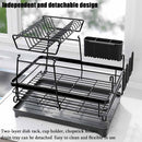 CARLA HOME 2-Tier Dish Drying Rack for Kitchen Counter with Drainboard, Utensil Holder, Cup Rack & Cutlery Organizer