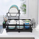 CARLA HOME 2-Tier Dish Drying Rack for Kitchen Counter with Drainboard, Utensil Holder, Cup Rack & Cutlery Organizer