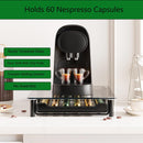 CARLA HOME 60 Coffee Pod Holder Drawer with Tempered Glass Capsule Organizer for Nespresso Pods and Sliding Drawer for Kitchen Countertop