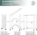 CARLA HOME 3-Tier Foldable Storage Shelf with Wheels for Kitchen, Garage, Pantry or Basement (White)