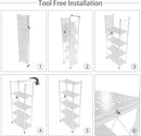 CARLA HOME 5-Tier Foldable Storage Shelf with Wheels for Kitchen, Garage, Pantry or Basement (White)