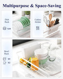 CARLA HOME Dish Drying Rack for Kitchen Counter with Removable Drip Tray, Utensil Holder and Cutlery Organizer