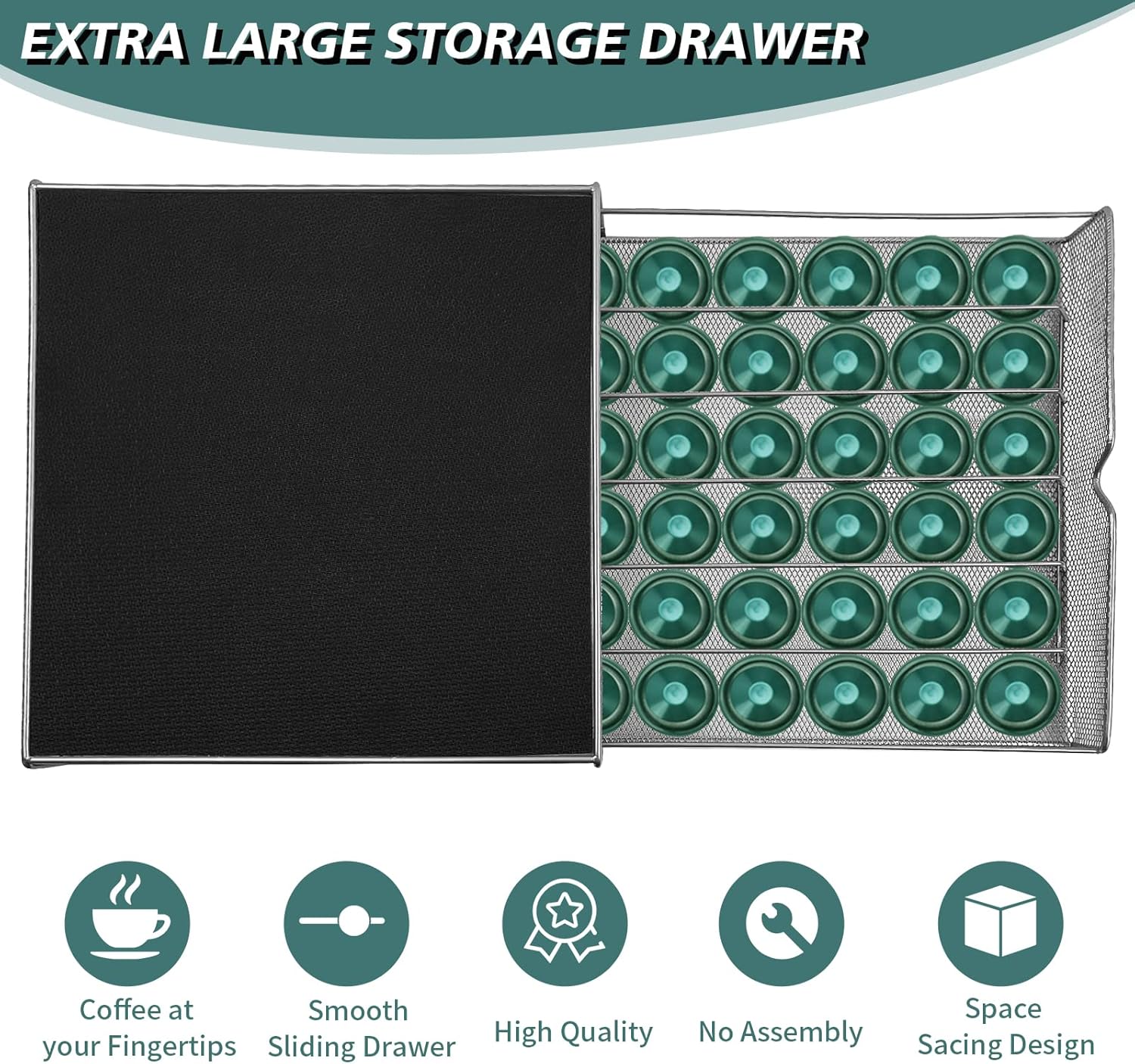 CARLA HOME K-Cup Coffee Pod Drawer for 36 Coffee Pods Storage for Home Kitchen Counter Organizer