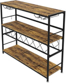 CARLA HOME Large Wine Rack with Glass Holder, Metal Designed Bottle Holder and Wood Countertop for Wine & Champagne