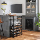 CARLA HOME Large Wine Rack with Glass Holder, Metal Designed Bottle Holder and Wood Countertop up to Wine & Champagne Bottles