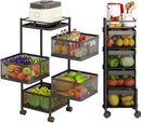 CARLA HOME Metal 5-Tier Rolling Vegetable and Fruit Basket Cart Stand for Kitchen & Storage