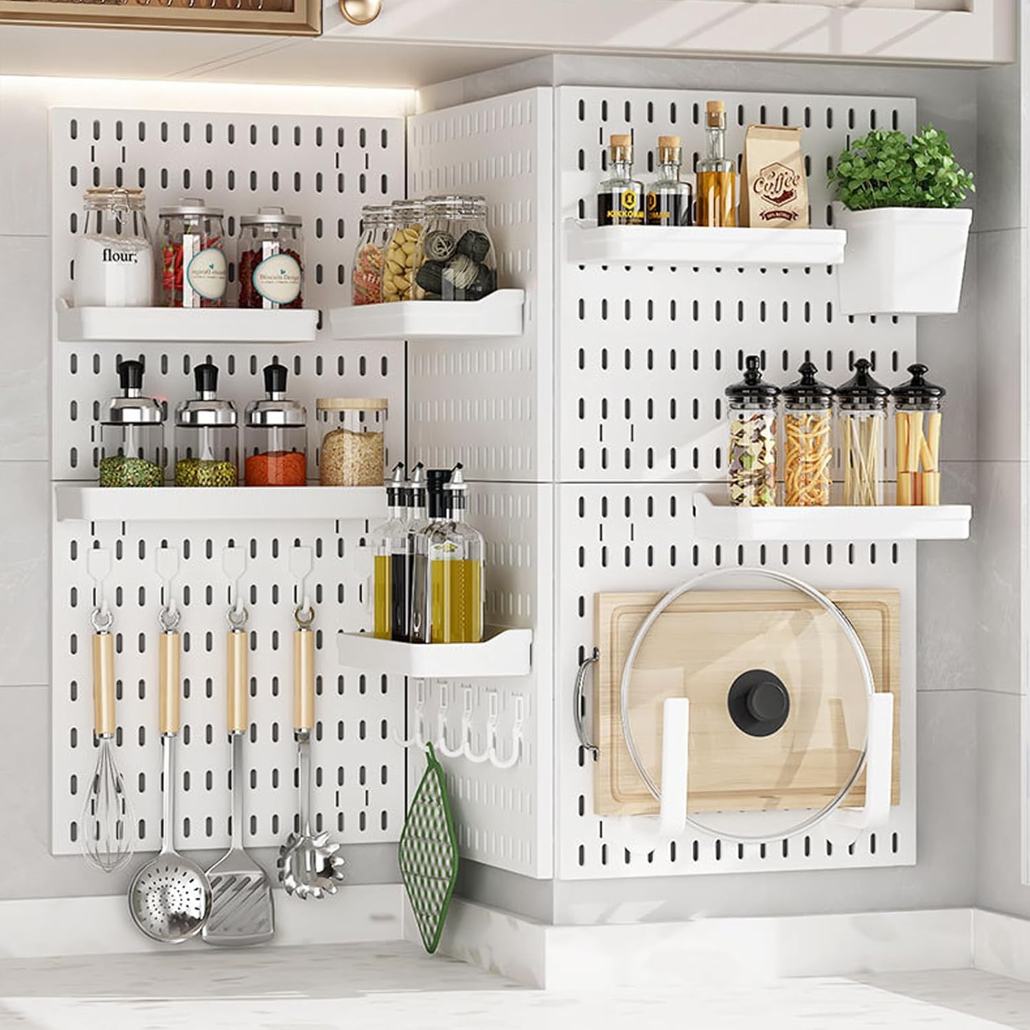 CARLA HOME Pegboard Wall Organizer Kit with 6 Modular Pegboards & 21 Accessories for Kitchen, Office, Gaming & Craft Storage