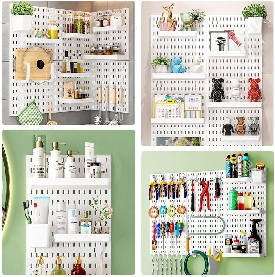 CARLA HOME Pegboard Wall Organizer Kit with 3 Modular Panels & 17 Accessories for Office, Gaming & Craft Storage