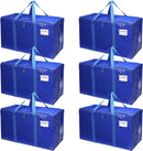 CARLA HOME 6-Pack Large Moving Storage Bags with Zippers & Handles with 95 Liters Capacity for Space Saving, Travel, Camping & Organization (Blue)