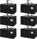 CARLA HOME 6-Pack Large Moving Storage Bags with Zippers & Handles with 95 Liters Capacity for Space Saving, Travel, Camping & Organization (Black)
