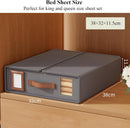 CARLA HOME Bed Sheet Organizer Set of 4 with Handle & Window for Covers, Pillowcases, Blankets, Clothes & Sheets (Grey)
