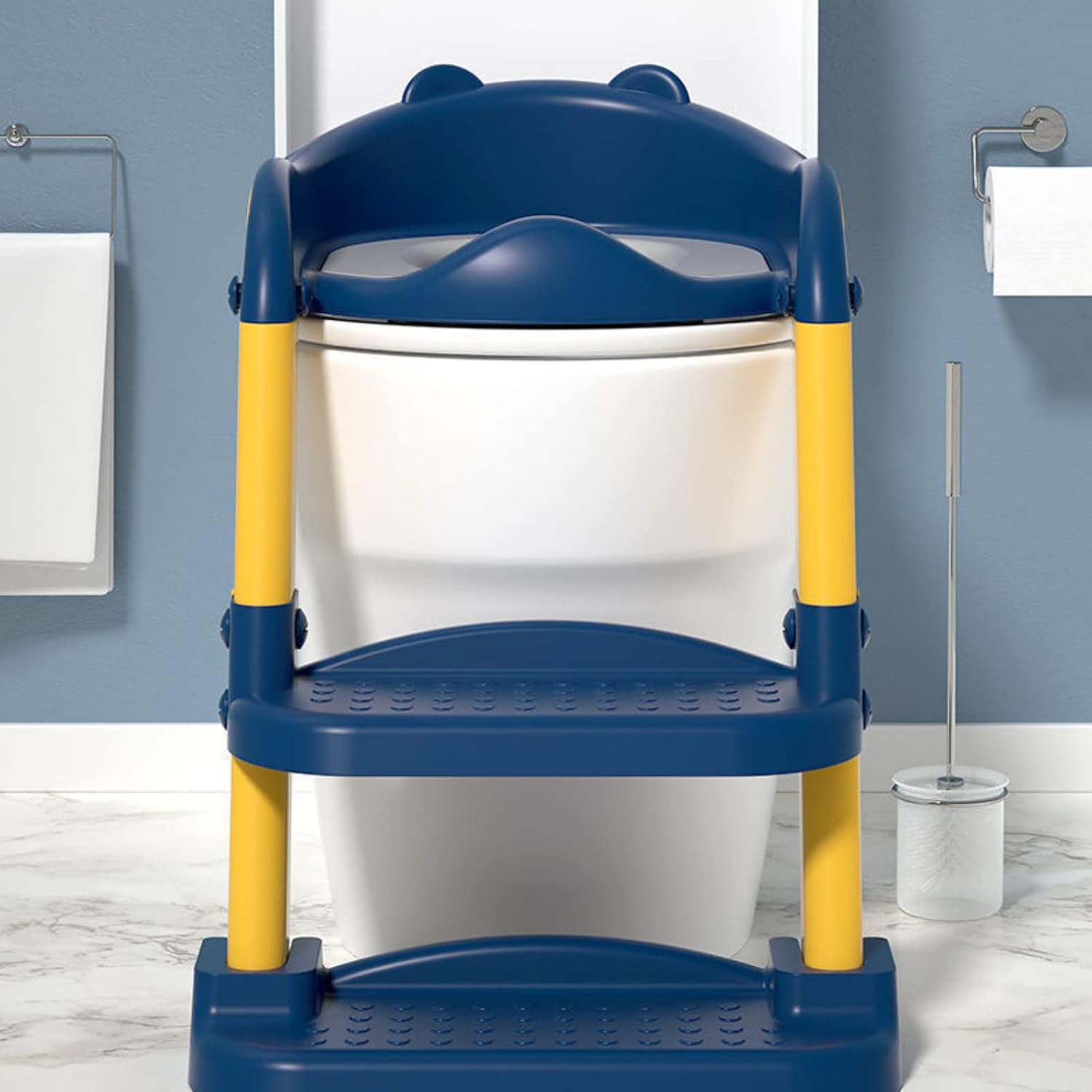 CARLA HOME Potty Training Seat with Step Stool Ladder with Anti-Slip Design, Soft Cushion & Foldable Structure for Kids Bathroom Independence