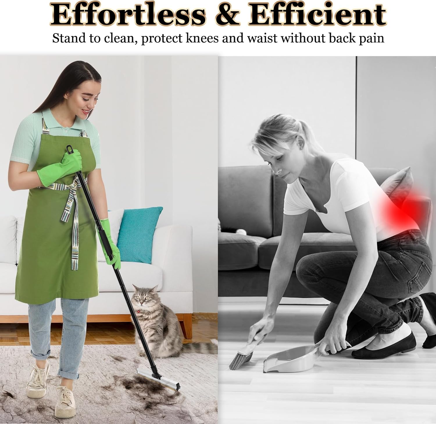 CARLA HOME Pet Hair Remover Broom with Long Handle, Reusable Fur & Lint Remover for Dog & Cat Hair