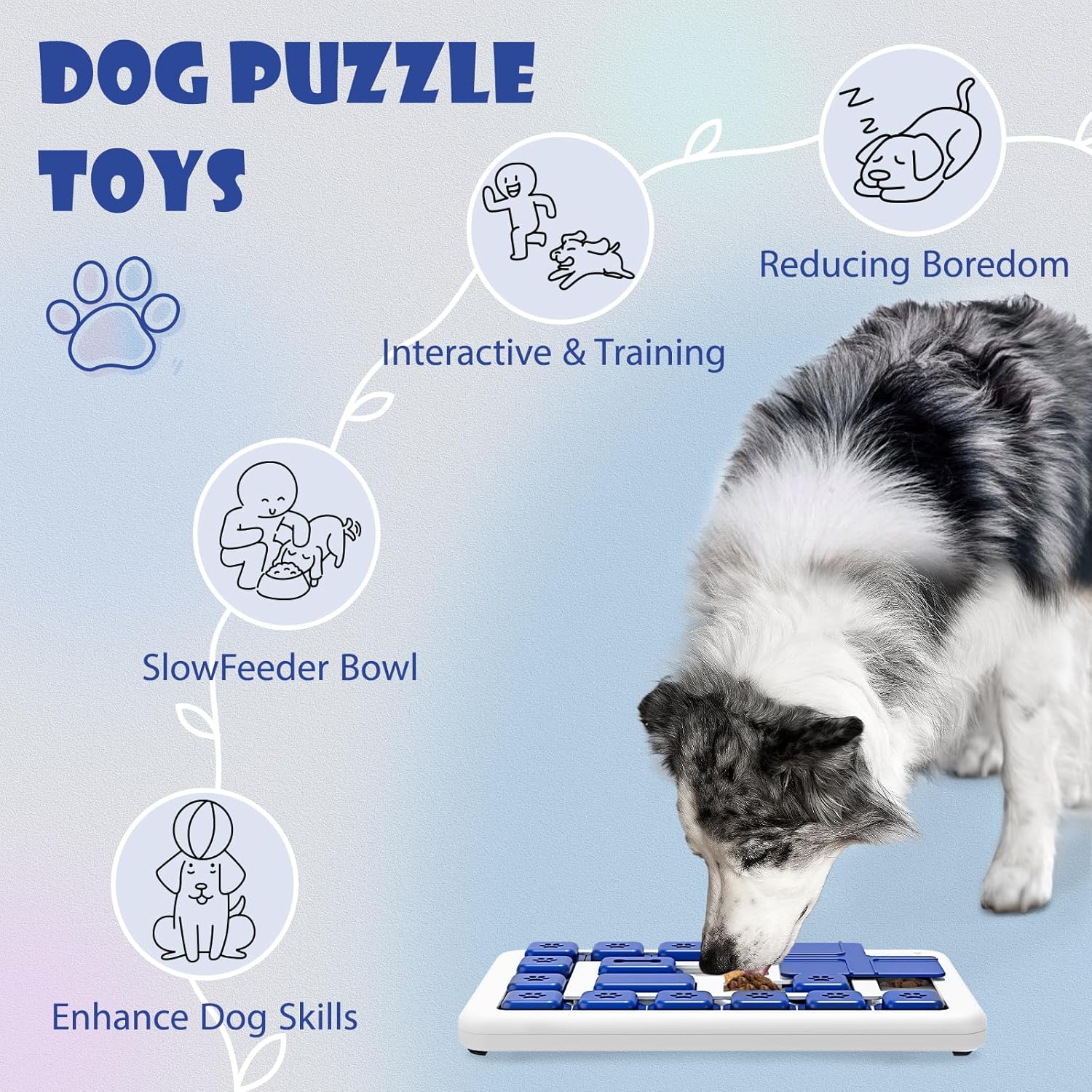 CARLA HOME Interactive Dog Puzzle Toy Slow Feeder Treat Dispenser for Dogs & Cats