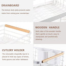 CARLA HOME Dish Drying Rack with Wooden Handles, Removable Cutlery Holder & Drainboard for Kitchen Countertop