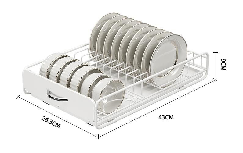 CARLA HOME Pull Out Dish Rack for Kitchen Cabinet with Slide Out Drawer Organizer for Plates, Bowls & Utensils