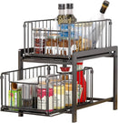 CARLA HOME 2 Tier Sliding Cabinet Organizer Drawer Storage Rack for Kitchen or Bathroom