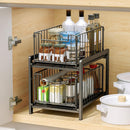 CARLA HOME 2 Tier Sliding Cabinet Organizer Drawer Storage Rack for Kitchen or Bathroom