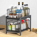CARLA HOME 2 Tier Sliding Cabinet Organizer Drawer Storage Rack for Kitchen or Bathroom