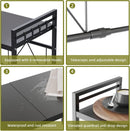CARLA HOME 2-Tier Microwave Oven Rack with Adjustable Metal Kitchen Shelf Stand for Countertop Storage and 6 Hooks for Utensils (Black)