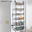 CARLA HOME 6-Tier Over the Door Organizer Heavy-Duty Metal Pantry Rack with Hanging Baskets for Home Kitchen Storage & Bathroom Door Organization (White)