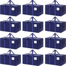 CARLA HOME 12-Pack Large Moving Storage Bags with Zippers & Handles with 95 Liters Capacity for Space Saving, Travel, Camping & Organization (Blue)