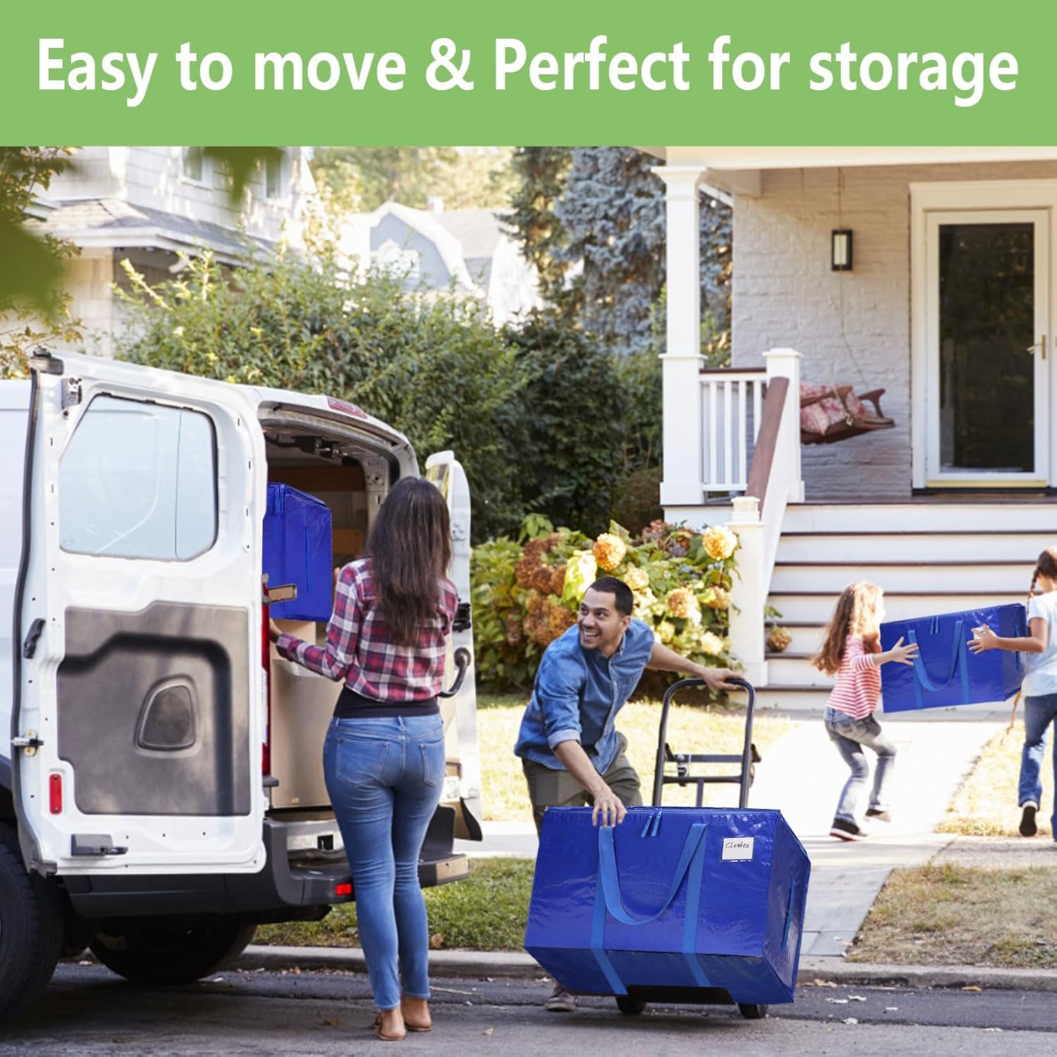 CARLA HOME 12-Pack Large Moving Storage Bags with Zippers & Handles with 95 Liters Capacity for Space Saving, Travel, Camping & Organization (Blue)