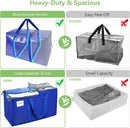 CARLA HOME 12-Pack Large Moving Storage Bags with Zippers & Handles with 95 Liters Capacity for Space Saving, Travel, Camping & Organization (Blue)