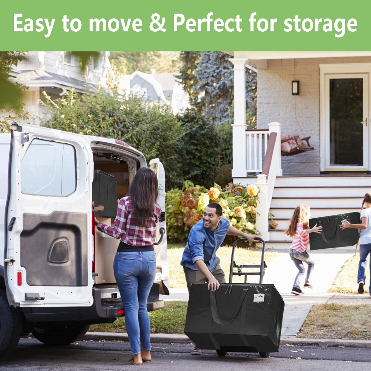 CARLA HOME 12-Pack Large Moving Storage Bags with Zippers & Handles with 95 Liters Capacity for Space Saving, Travel, Camping & Organization (Black)
