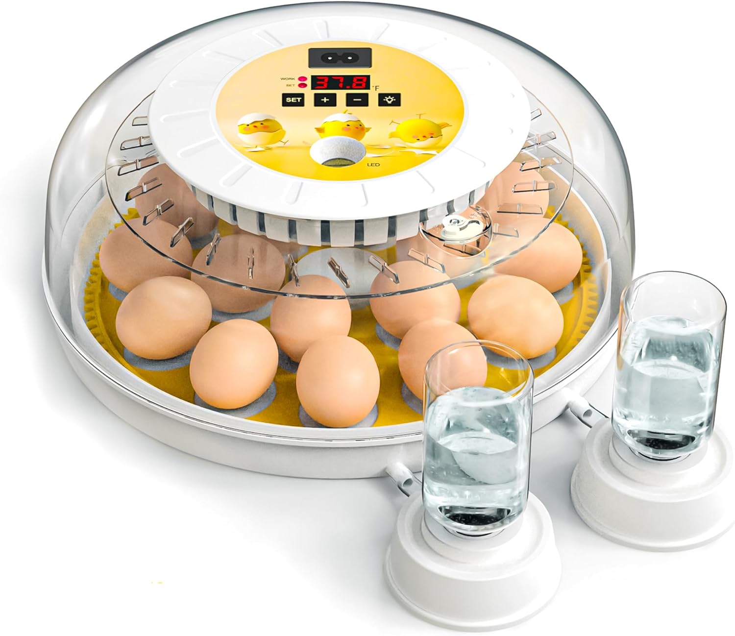 CARLA HOME 18 Egg Incubator with Automatic Turning, LED Display, Humidity & Temperature Control, Auto Water System & Built-in Egg Candler for Chicken, Duck, Quail, Goose