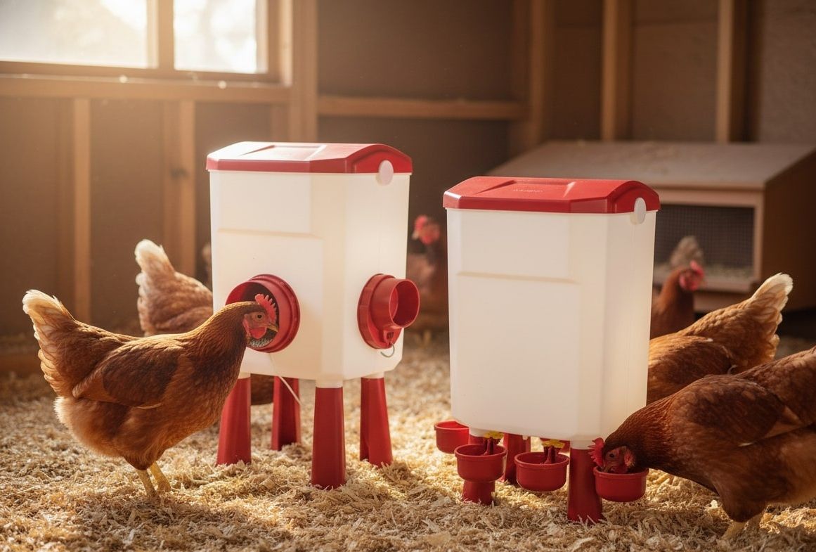CARLA HOME Automatic Chicken Feeder Waterer Set with 8KG Food 7L Water Capacity for Coop, Chickens, Ducks, Quails (Red)