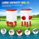 CARLA HOME Automatic Chicken Feeder Waterer Set with 8KG Food 7L Water Capacity for Coop, Chickens, Ducks, Quails (Red)