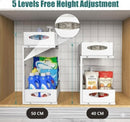 CARLA HOME 2 Pack Under Sink Organizer Pull Out Sliding Cabinet Storage Shelf with Height Adjustable for Kitchen, Bathroom or Laundry Room (White)
