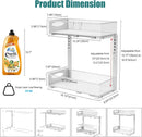 CARLA HOME 2 Pack Under Sink Organizer Pull Out Sliding Cabinet Storage Shelf with Height Adjustable for Kitchen, Bathroom or Laundry Room (White)