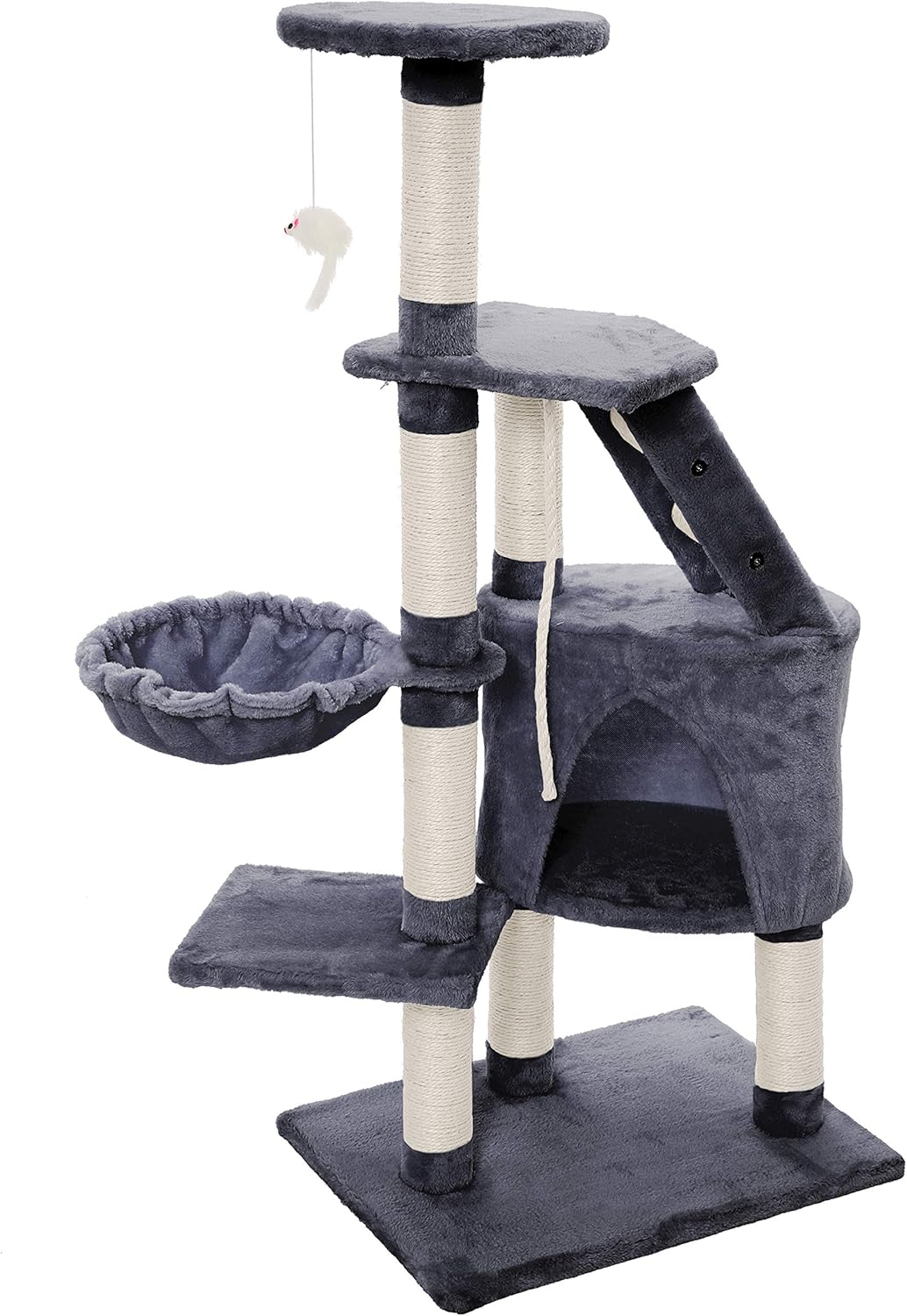 CARLA HOME 120cm Cat Tree for Indoor Cats with Condo, Hammock & Plush Perchfor for Kittens & Adult Cats