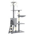 CARLA HOME 134cm Cat Tree for Indoor Cats with Hammock, Plush Perch & Sisal Scratching Posts for Kittens & Adult Cats (Light Grey)