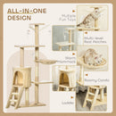 CARLA HOME 134cm Cat Tree for Indoor Cats with Hammock, Plush Perch & Sisal Scratching Posts for Kittens & Adult Cats (Beige)