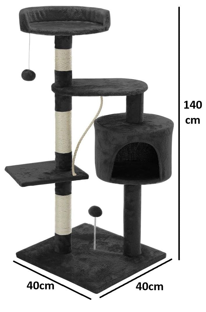 CARLA HOME 140cm Cat Tree for Indoor Cats with Plush Perch, Sisal Scratching Posts & Condo for Kittens & Adult Cats (Dark Grey)