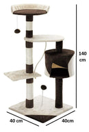 CARLA HOME 140cm Cat Tree for Indoor Cats with Plush Perch, Sisal Scratching Posts & Condo for Kittens & Adult Cats (Beige)