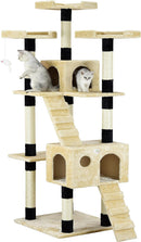CARLA HOME 180cm Cat Tree Tower for Indoor Cats with Dual Condos, Plush Perches, Sisal Scratching Posts & Ramps for Kittens & Adult Cats (Beige)