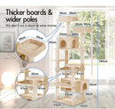 CARLA HOME 180cm Cat Tree Tower for Indoor Cats with Plush Perches, Dual Condos, Natural Sisal Scratching Posts & Ramps for Kittens & Adult Cats (Beige)